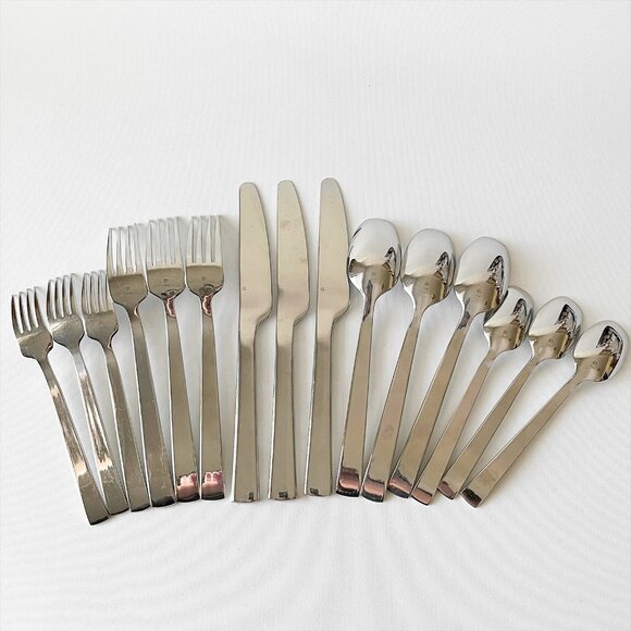 Gourmet Settings GS Cami 15pc Set Glossy Forks Knives Spoons Flatware 5pc x3 - Picture 2 of 7